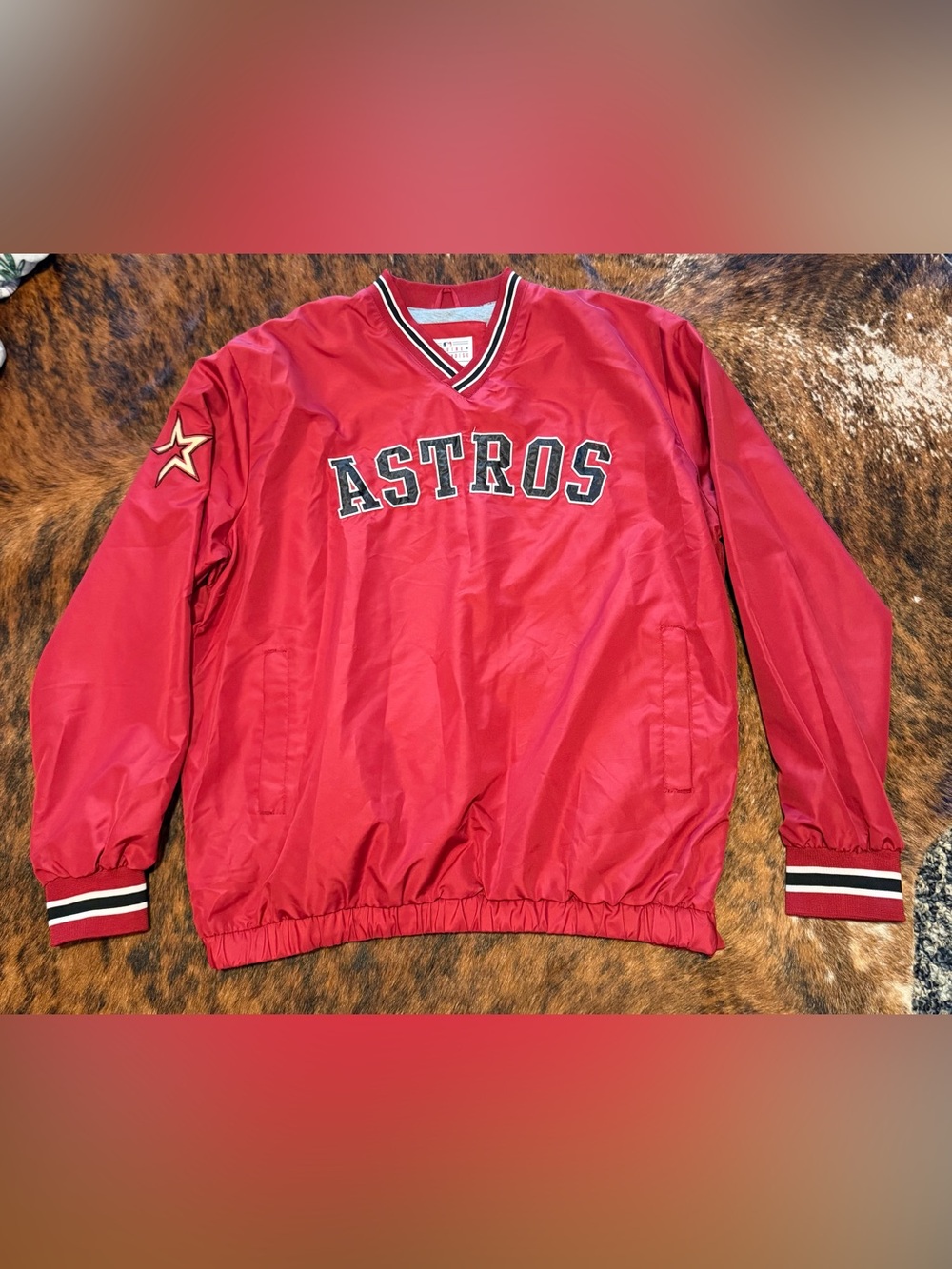Vintage Houston Astros Pullover Windbreaker Jacket G-III Brick Red Men's XL